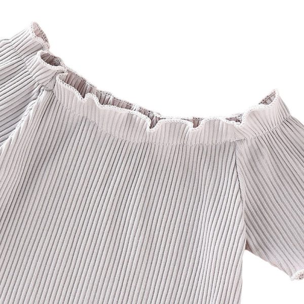 AD0014 Girls Top Off The Shoulder Short Sleeve Pleated Fold - Image 7