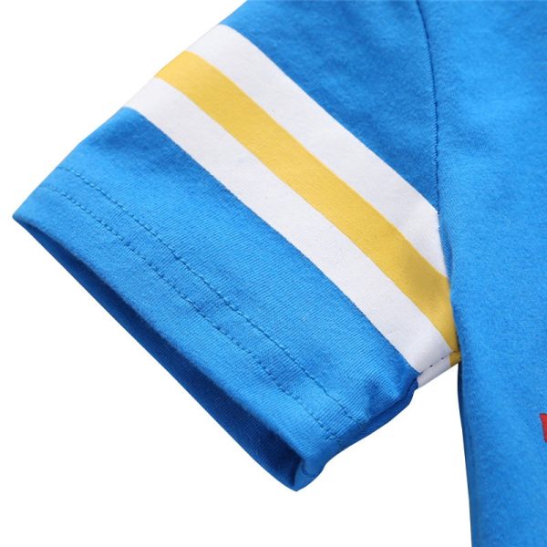 AB0008 Boys 2-piece Suit T-shirt Top Shorts Figure Printed Round Neck - Image 6