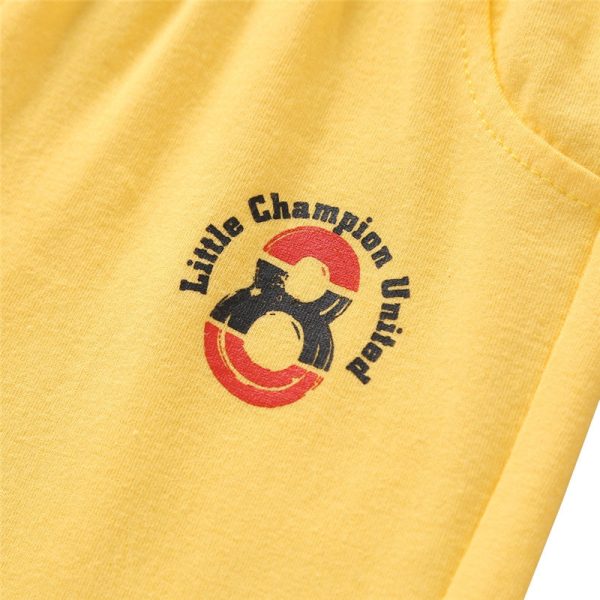 AB0008 Boys 2-piece Suit T-shirt Top Shorts Figure Printed Round Neck - Image 9