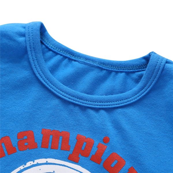 AB0008 Boys 2-piece Suit T-shirt Top Shorts Figure Printed Round Neck - Image 4