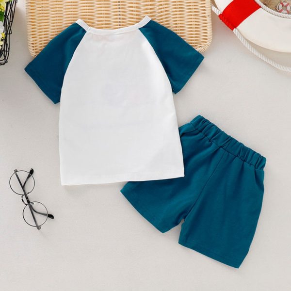 AB0005 Boys 2-piece Suit Top T-shirt Shorts Round Neck Short Sleeve - Image 4