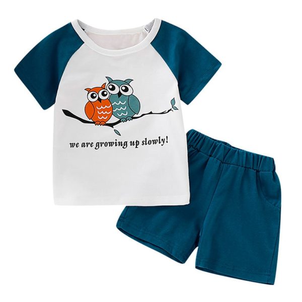 AB0005 Boys 2-piece Suit Top T-shirt Shorts Round Neck Short Sleeve