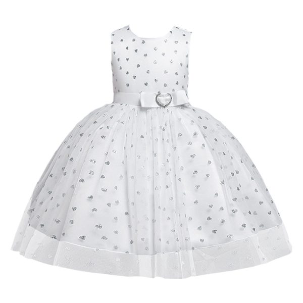 BH2012 Girls Gown Dress Wedding Ball Princess Sleeveless Waist Belt Bow Zipper