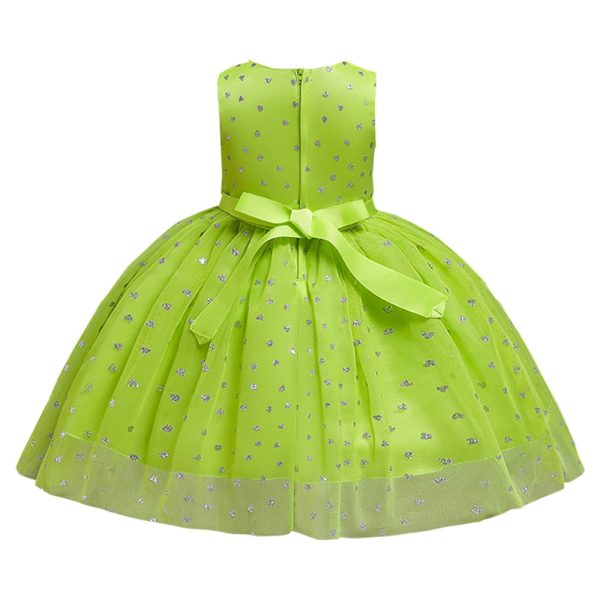 BH2012 Girls Gown Dress Wedding Ball Princess Sleeveless Waist Belt Bow Zipper - Image 8