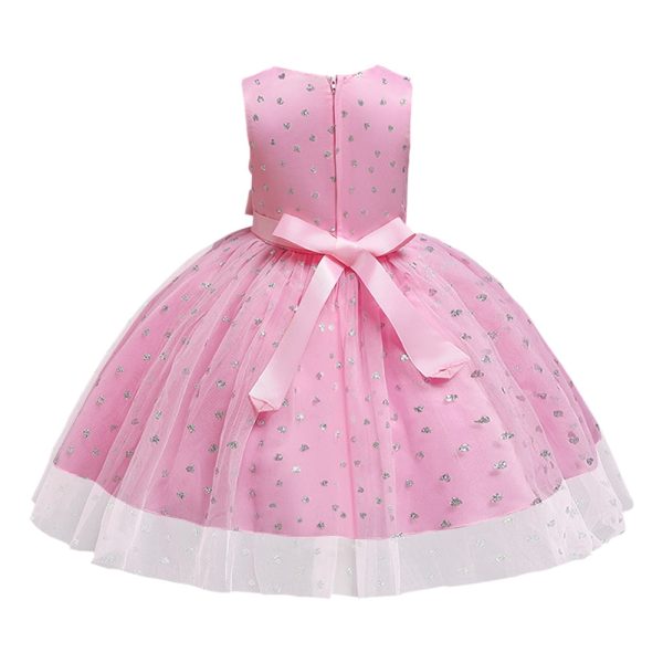 BH2012 Girls Gown Dress Wedding Ball Princess Sleeveless Waist Belt Bow Zipper - Image 5