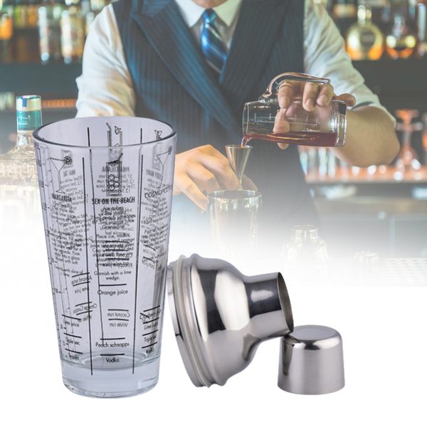 400ml Glass Cocktail Shaker with Marking