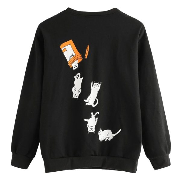 Cats Print Pullover Kitten Women Blouse - Image 2