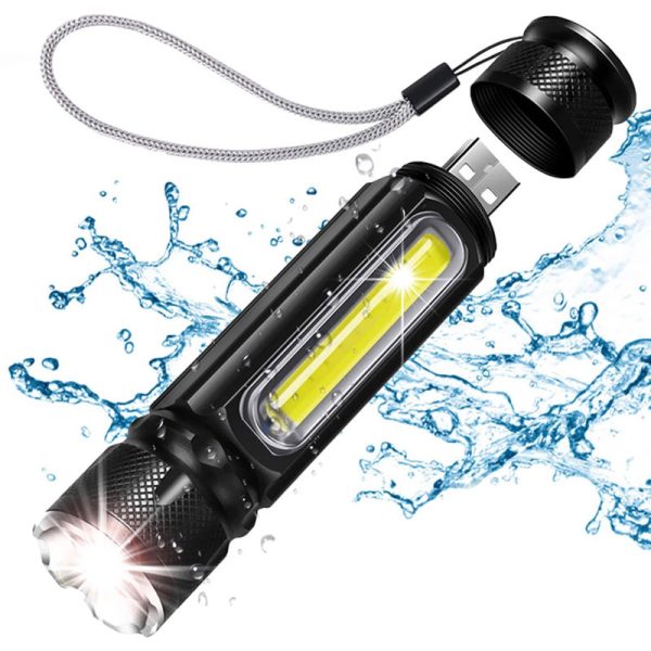 BRELONG Multifunction T6 LED Flashlight Magnet Work Light USB Rechargeable Battery