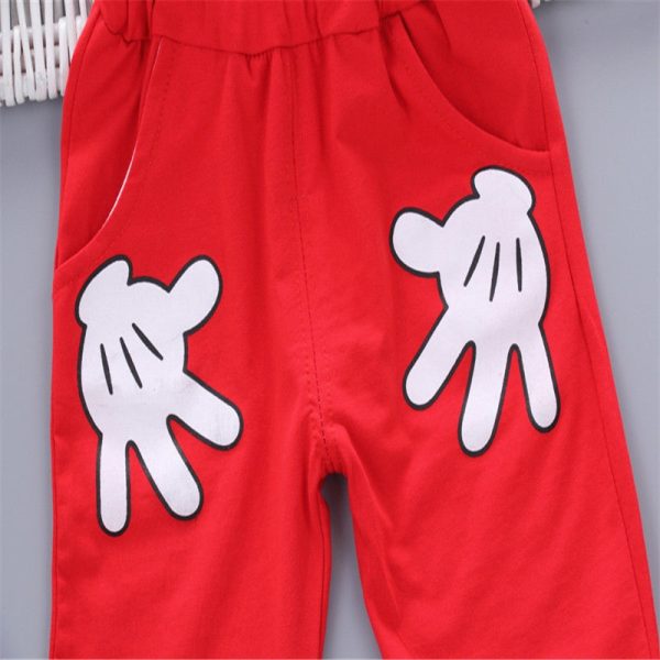 Boys 2-piece Suit T-shirt Shorts Cute Pattern Pockets Round Neck Short Sleeves - Image 7