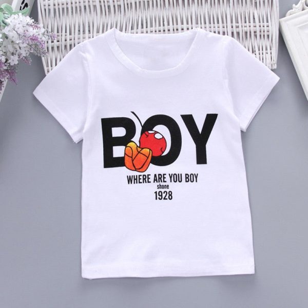 Boys 2-piece Suit T-shirt Shorts Cute Pattern Pockets Round Neck Short Sleeves - Image 2
