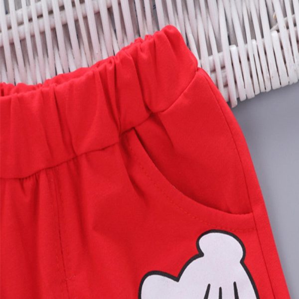 Boys 2-piece Suit T-shirt Shorts Cute Pattern Pockets Round Neck Short Sleeves - Image 8