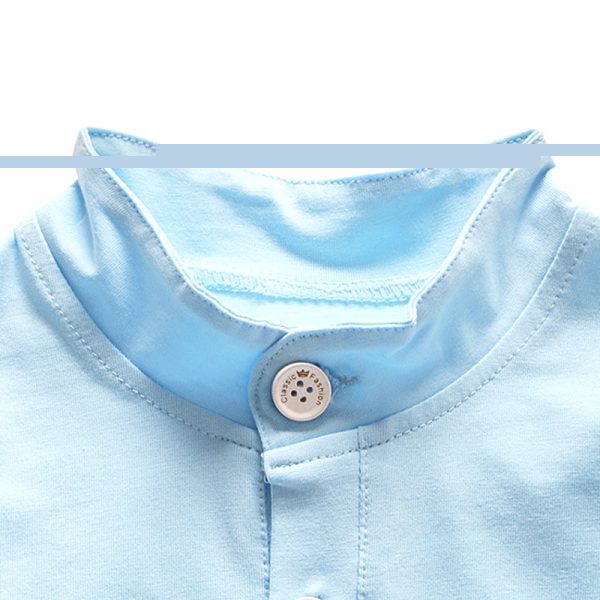 Boys 2-piece Suit T-shirt Shorts Star Button Stand Collar Short Sleeves - Image 4