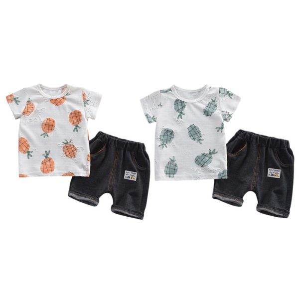 Boys 2-piece Suit T-shirt Shorts Pockets Hollow Turtle print Round Neck Short Sleeves - Image 8