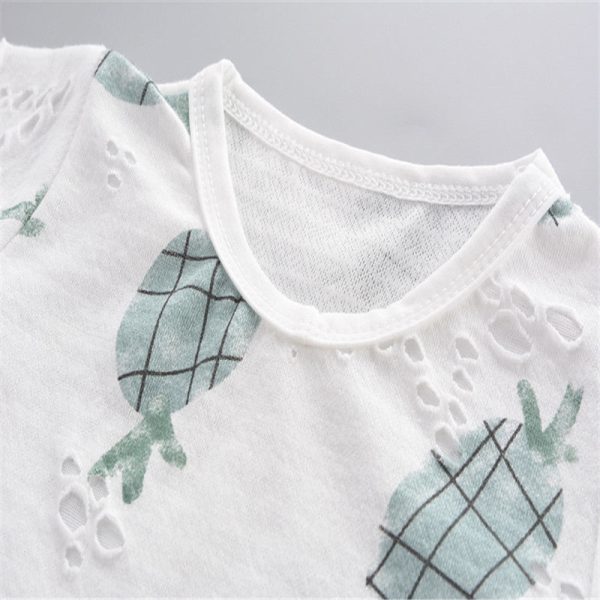 Boys 2-piece Suit T-shirt Shorts Pockets Hollow Turtle print Round Neck Short Sleeves - Image 2