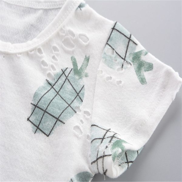 Boys 2-piece Suit T-shirt Shorts Pockets Hollow Turtle print Round Neck Short Sleeves - Image 6