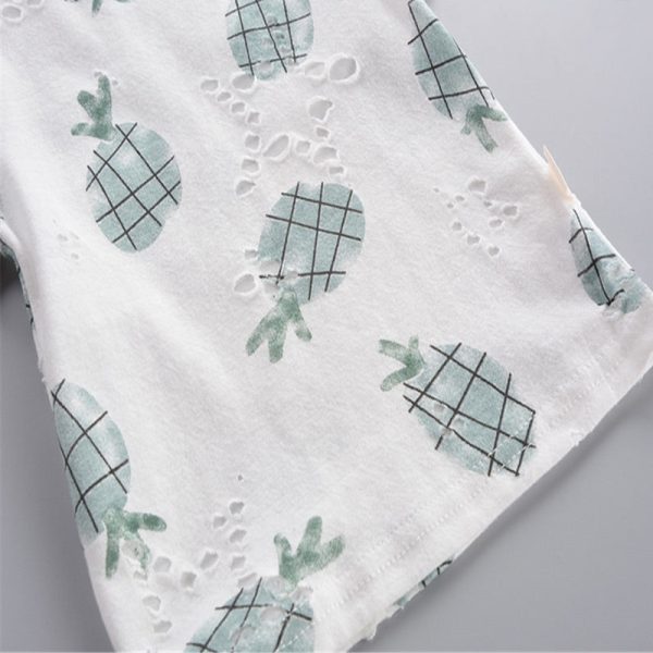 Boys 2-piece Suit T-shirt Shorts Pockets Hollow Turtle print Round Neck Short Sleeves - Image 5