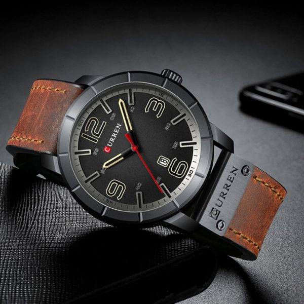 CURREN 8327 Men's Watch Japanese Movement Round Leather Casual Calendar - Image 4