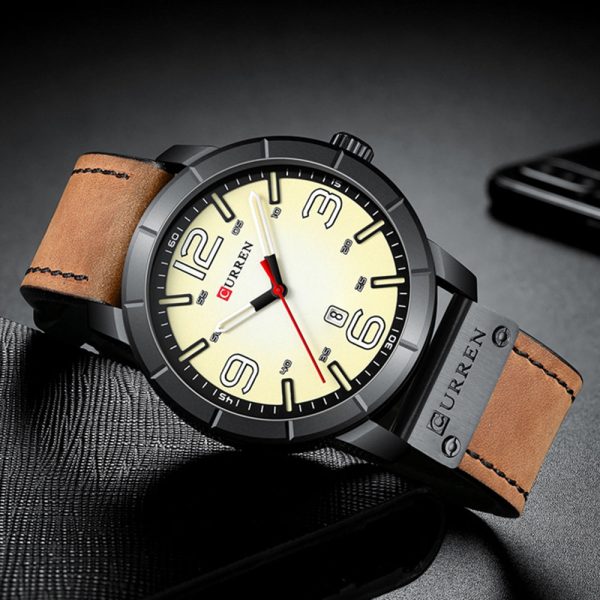 CURREN 8327 Men's Watch Japanese Movement Round Leather Casual Calendar - Image 5