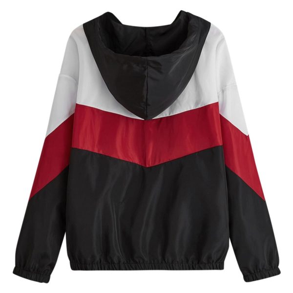 Color Blocking Women Hoodie Long Sleeve Hanging Straps Pullover - Image 3