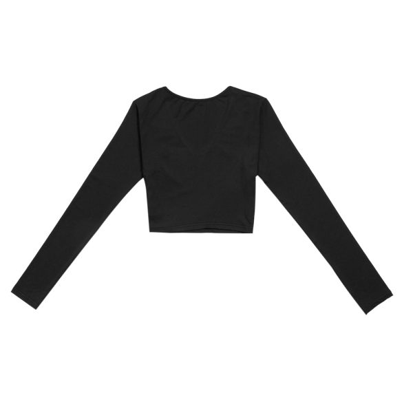 Bodycon Crop Top Long Sleeve Deep-V Women T-shirt - Image 3