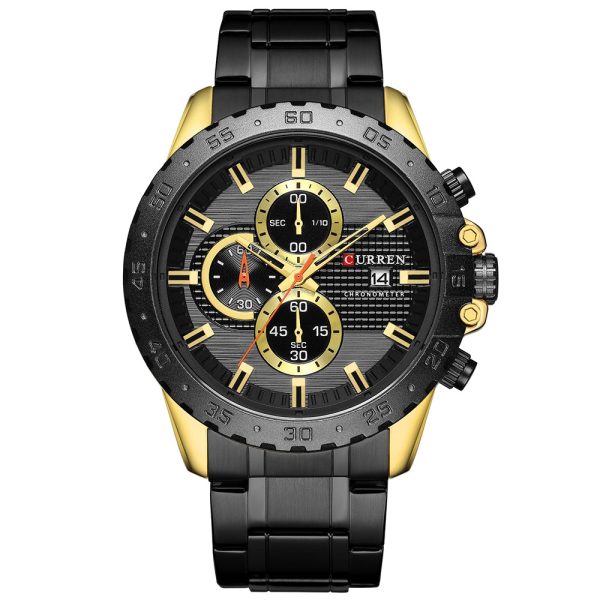 CURREN 8334 Men's Business Watch Three-eye Steel Belt Six-pin Waterproof Calendar