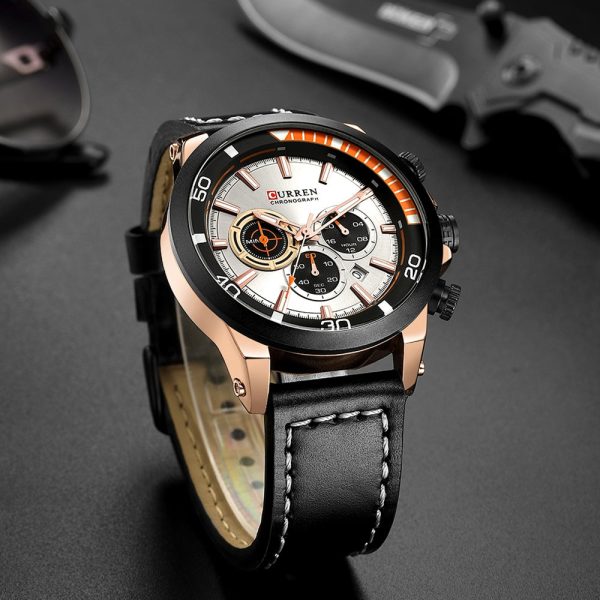 CURREN 8310 Men's Watch Six-pin Calendar Leather Waterproof - Image 4