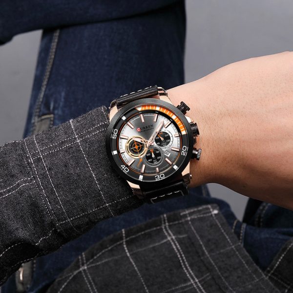 CURREN 8310 Men's Watch Six-pin Calendar Leather Waterproof - Image 3