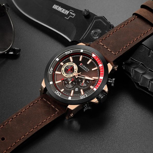 CURREN 8310 Men's Watch Six-pin Calendar Leather Waterproof - Image 9