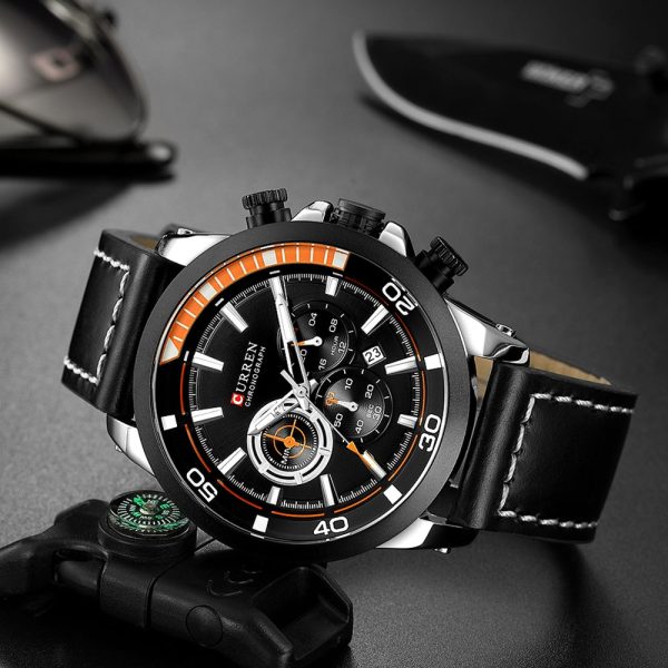 CURREN 8310 Men's Watch Six-pin Calendar Leather Waterproof - Image 16