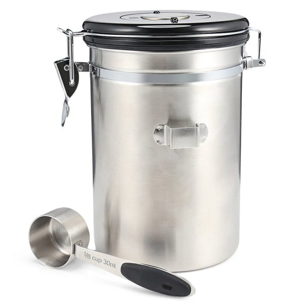 Coffee Beans Sealed Can with Exhaust Valve Stainless Steel Tea Canister - Image 17