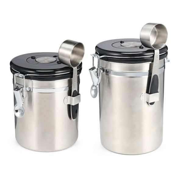 Coffee Beans Sealed Can with Exhaust Valve Stainless Steel Tea Canister - Image 18