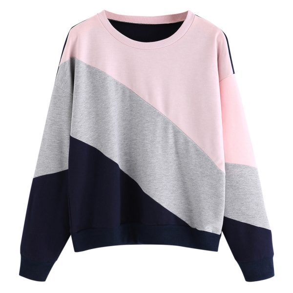 Color Blocking Sweater Hoodie Without Velvet