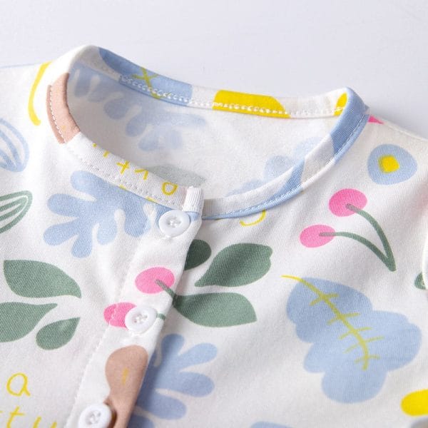 19F112 Baby Girls Romper Jumpsuit Floral Printed Short Sleeve - Image 6