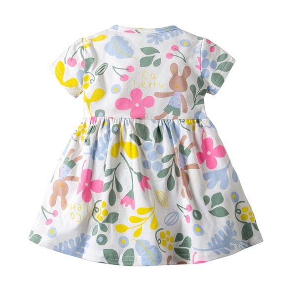19F112 Baby Girls Romper Jumpsuit Floral Printed Short Sleeve - Image 2