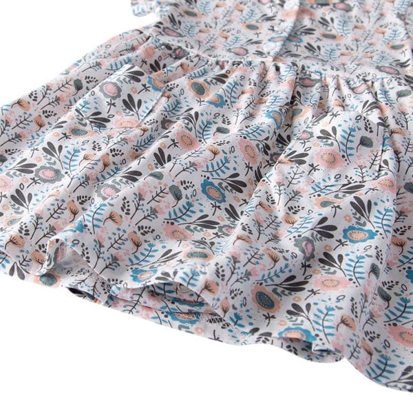19F103 Baby Girls Romper Jumpsuit Floral Printed Short Sleeve - Image 5