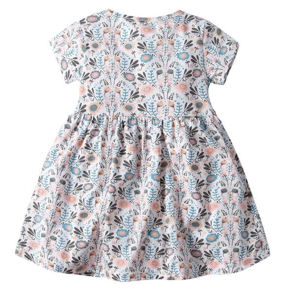 19F103 Baby Girls Romper Jumpsuit Floral Printed Short Sleeve - Image 2