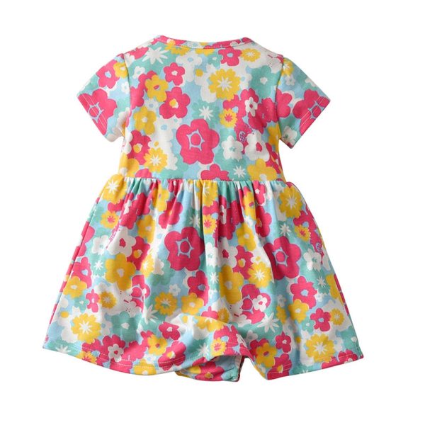 Baby Girls Romper Jumpsuit Floral Printed Short Sleeve - Image 2