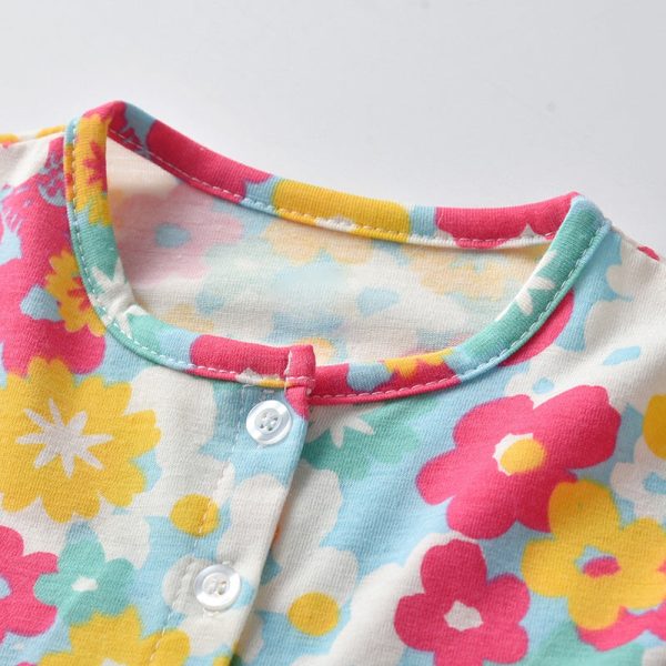 Baby Girls Romper Jumpsuit Floral Printed Short Sleeve - Image 4
