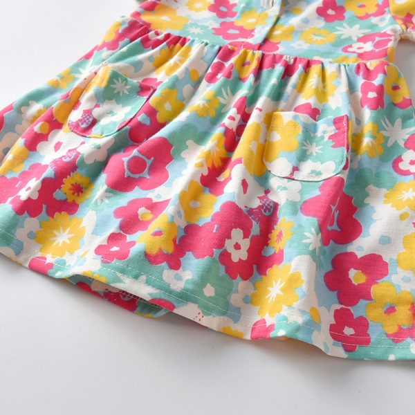 Baby Girls Romper Jumpsuit Floral Printed Short Sleeve - Image 5