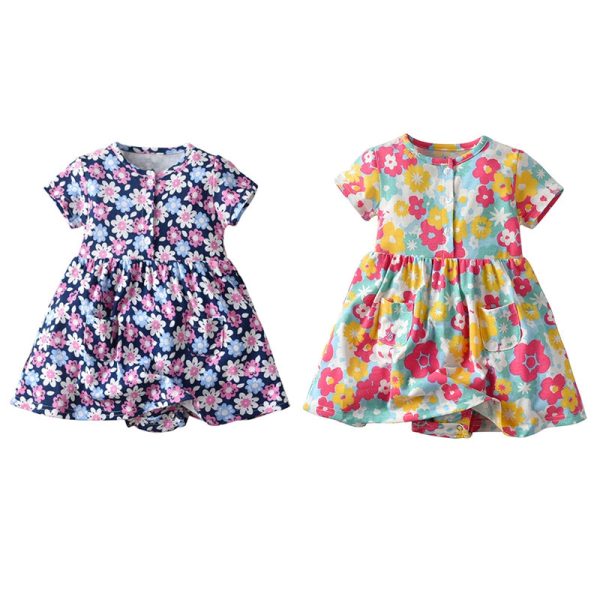 Baby Girls Romper Jumpsuit Floral Printed Short Sleeve - Image 7