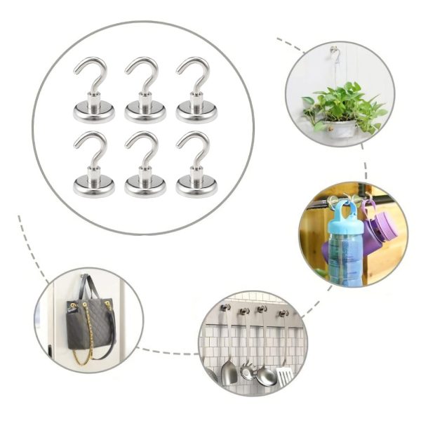 6PCS SNE32L Heavy Duty Neodymium Magnetic Hook for Hanging - Image 2