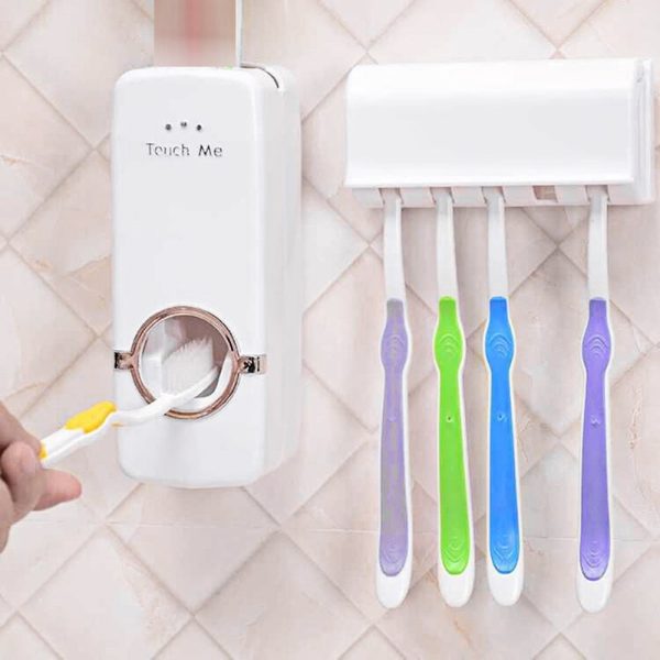 Automatic Toothpaste Dispenser Toothbrush Holder Free Punching Storage Rack - Image 2