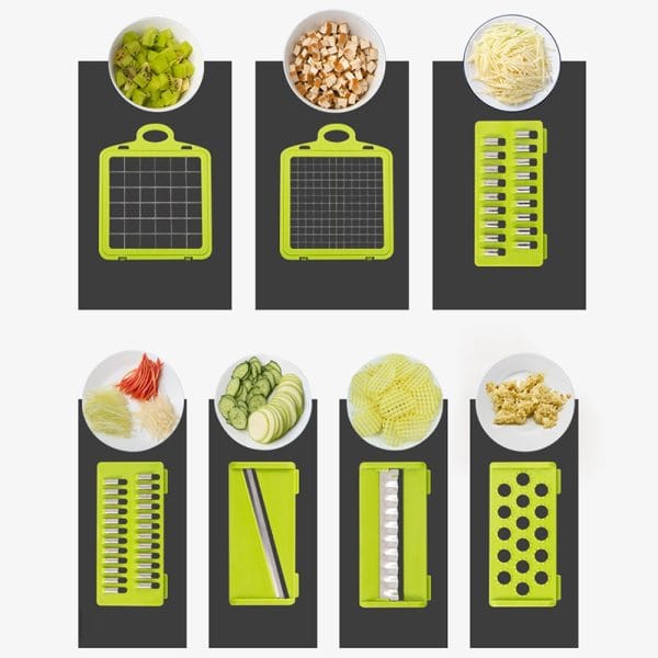 11PC Vegetable Fruit Peeler Multi-Function Chopper Steel Slicer Dicer Wire Slicer Grater set - Image 3