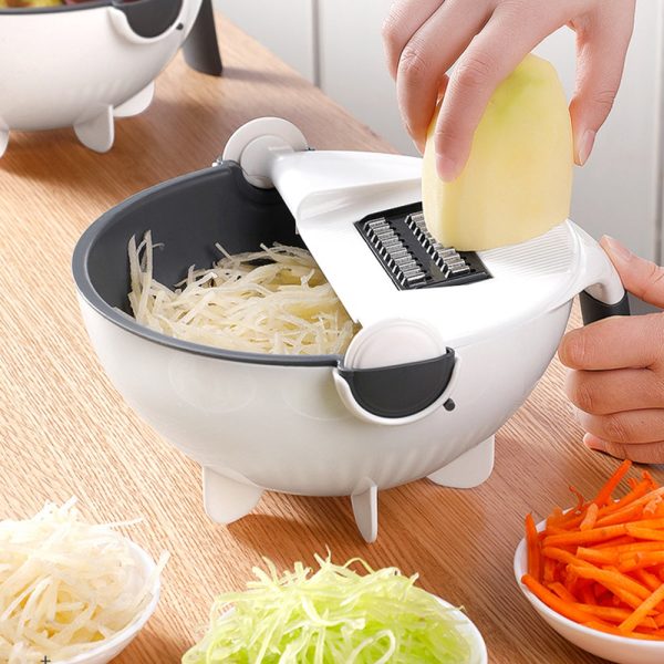 9 IN 1 Multi-function Easy Food Chopper Mandoline Vegetable Cutter Food Slicer Rotate Drain basket - Image 2