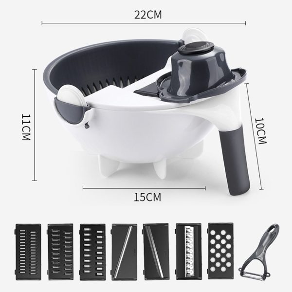 9 IN 1 Multi-function Easy Food Chopper Mandoline Vegetable Cutter Food Slicer Rotate Drain basket - Image 5