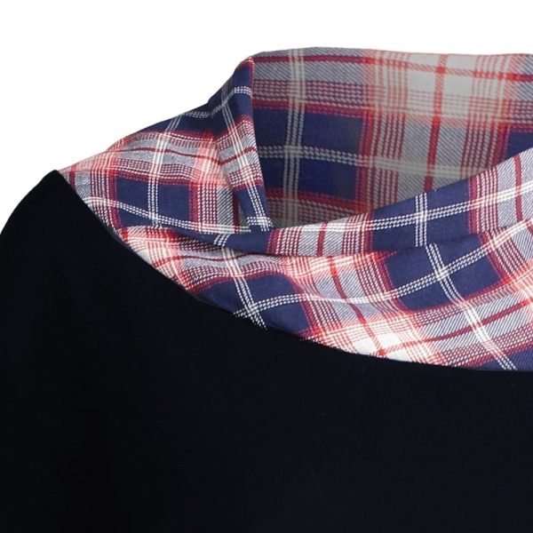 Checked Panel Skew Neck Layered Longline Tee Dress - Image 4