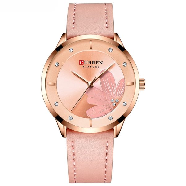 CURREN 9048 Ladies Waterproof Round Watch Simple Flowers Belt - Image 12