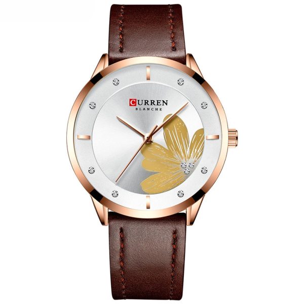 CURREN 9048 Ladies Waterproof Round Watch Simple Flowers Belt - Image 10