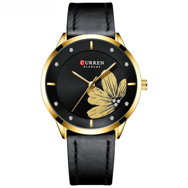 CURREN 9048 Ladies Waterproof Round Watch Simple Flowers Belt - Image 9
