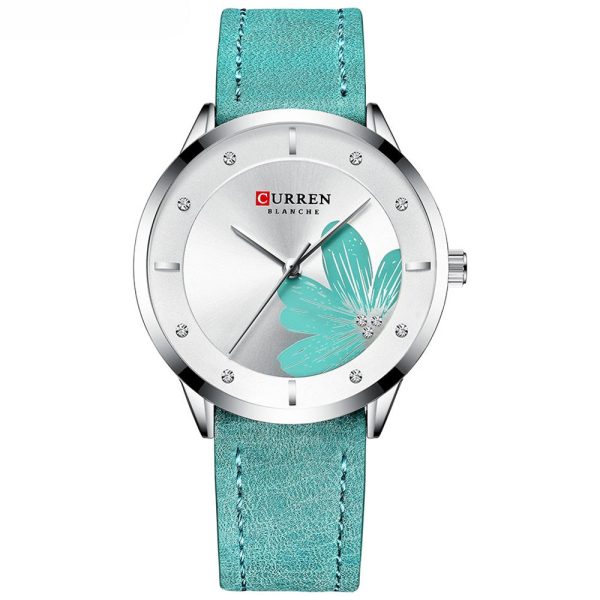 CURREN 9048 Ladies Waterproof Round Watch Simple Flowers Belt - Image 30